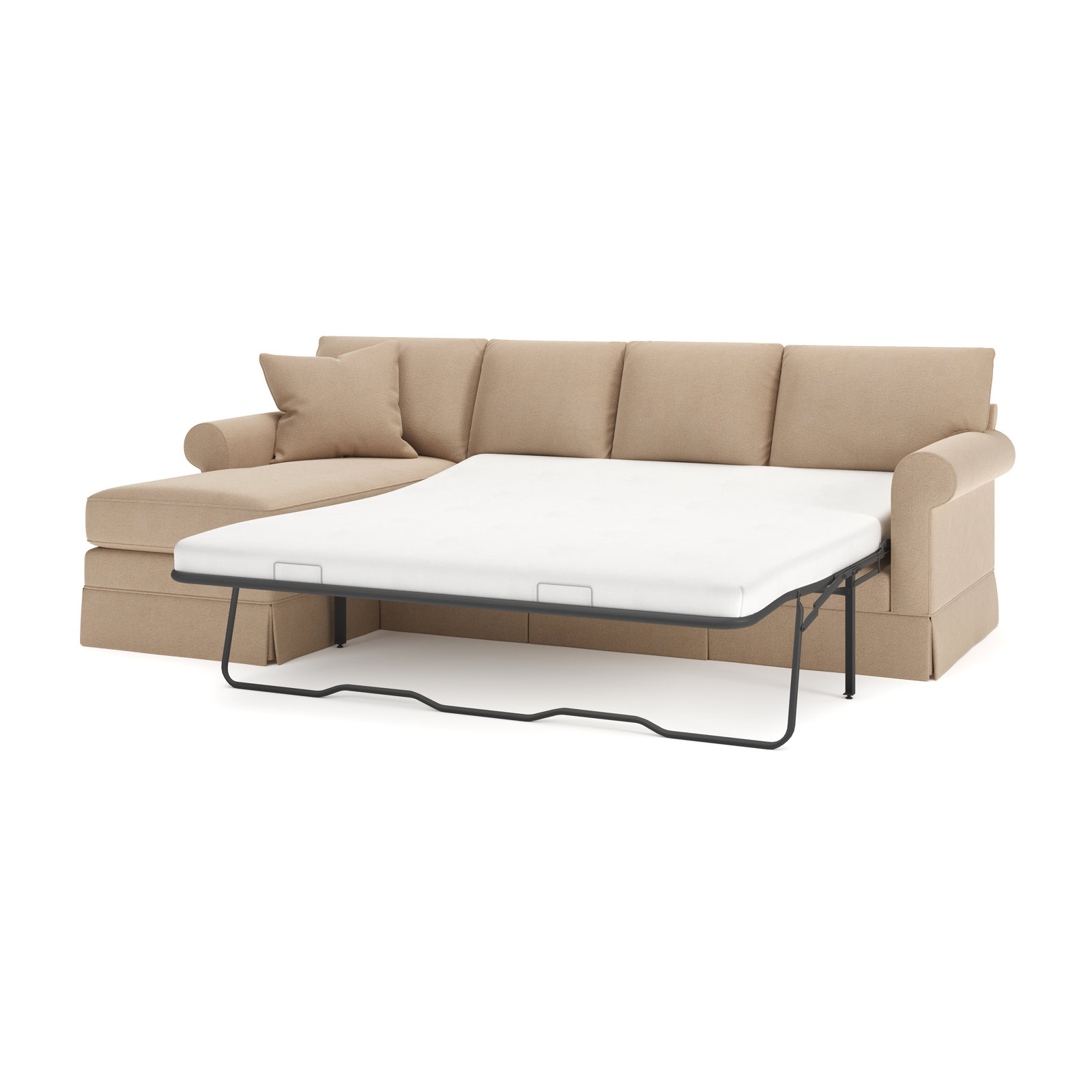 Friedman Sleeper Sectional with Chaise, Left Hand Facing, Bella Toast Performance Velvet