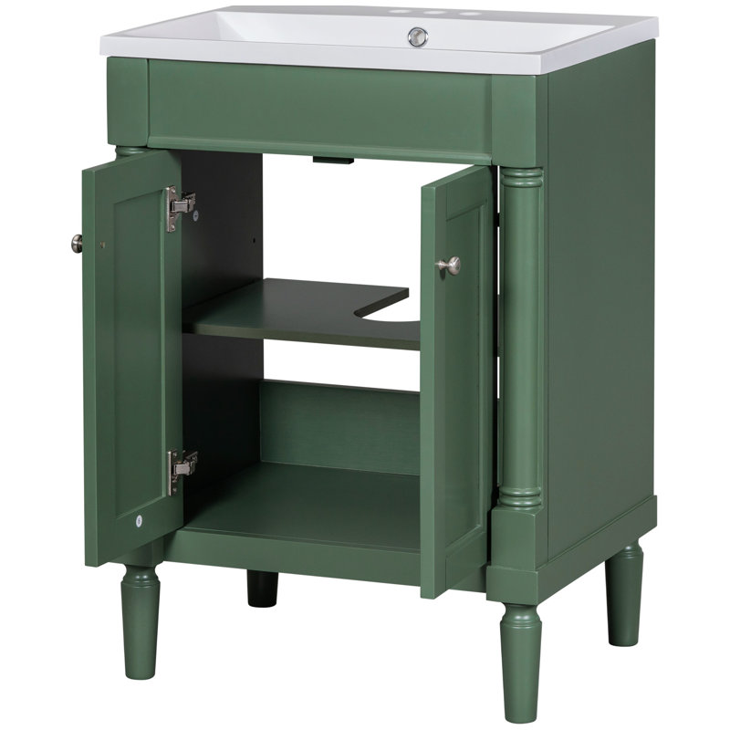 Ensemble de meuble-lavabo simple 24 po avec plateau Dainel, Vert