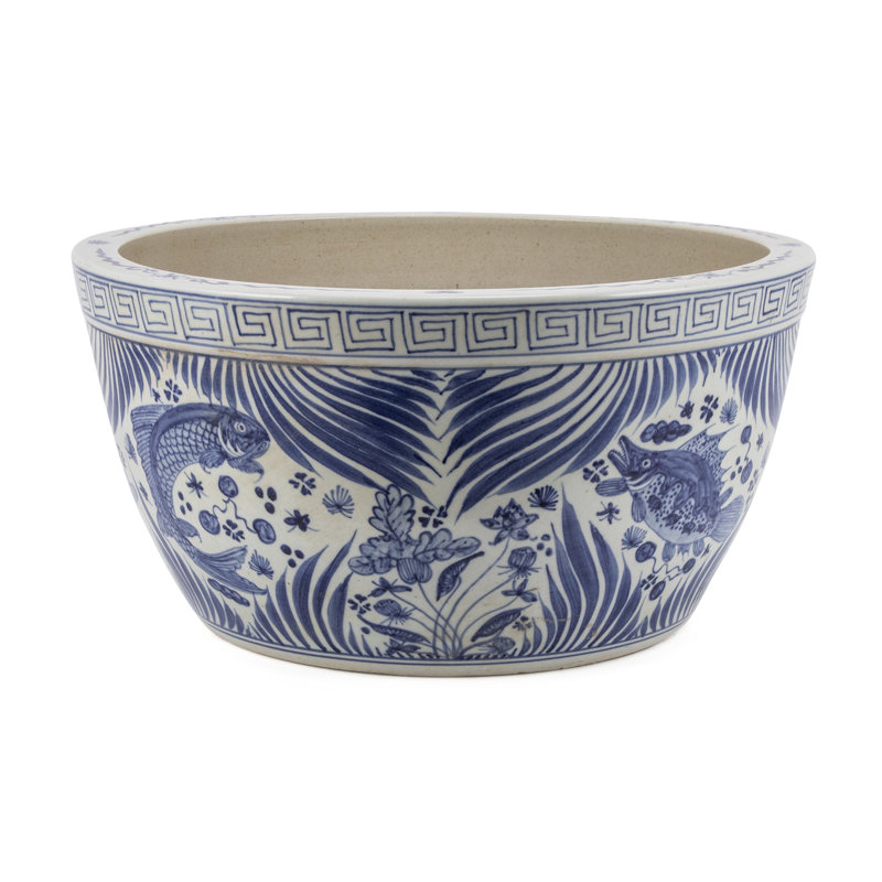 Bol décoratif d’inspiration mondiale en porcelaine bleu/blanc