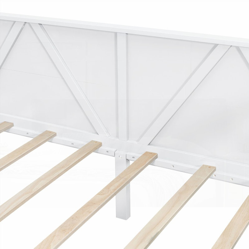 Lit de jour simple avec pieds en pin massif, sans sommier, stable et durable, Lit simple, Blanc