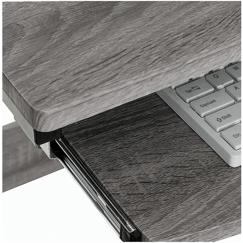 Bureau d'ordinateur double grandeur nature, gris, Gris