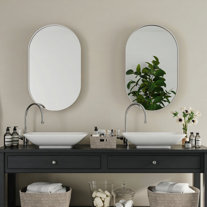Armoire à pharmacie, armoire murale de salle de bain avec cadre en métal avec miroir et tablettes réglables, miroir mural avec rangement