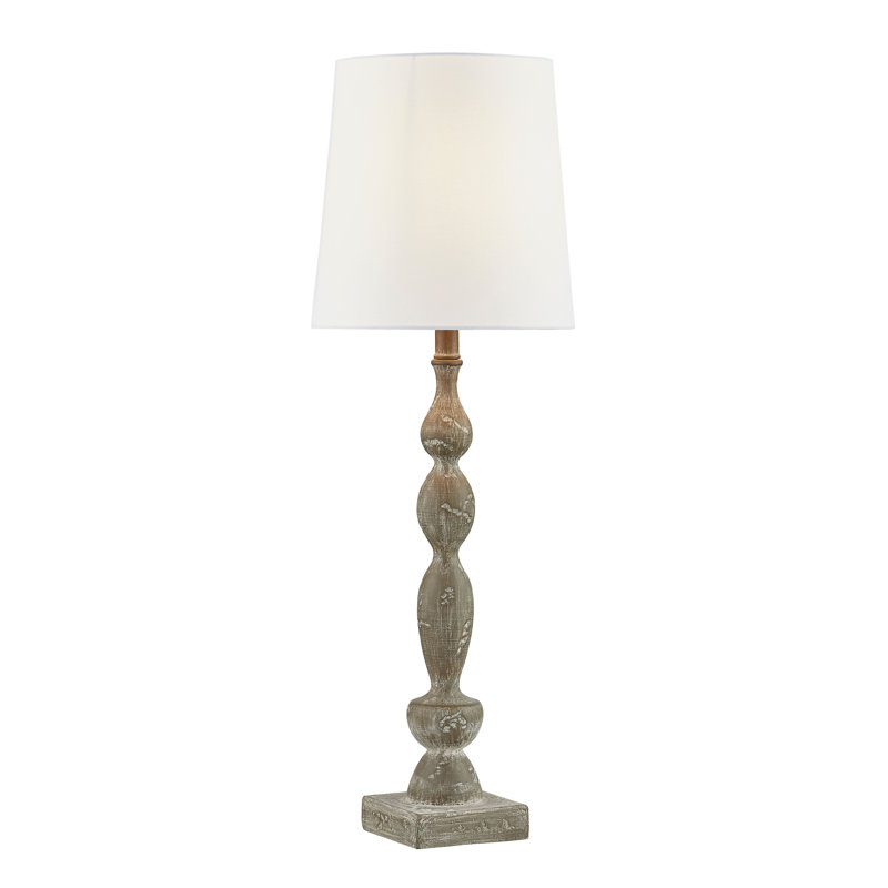 Forty West Chandler 32" Resin Table Lamp with Fabric Shade, Gray-taupe (Set of 2)