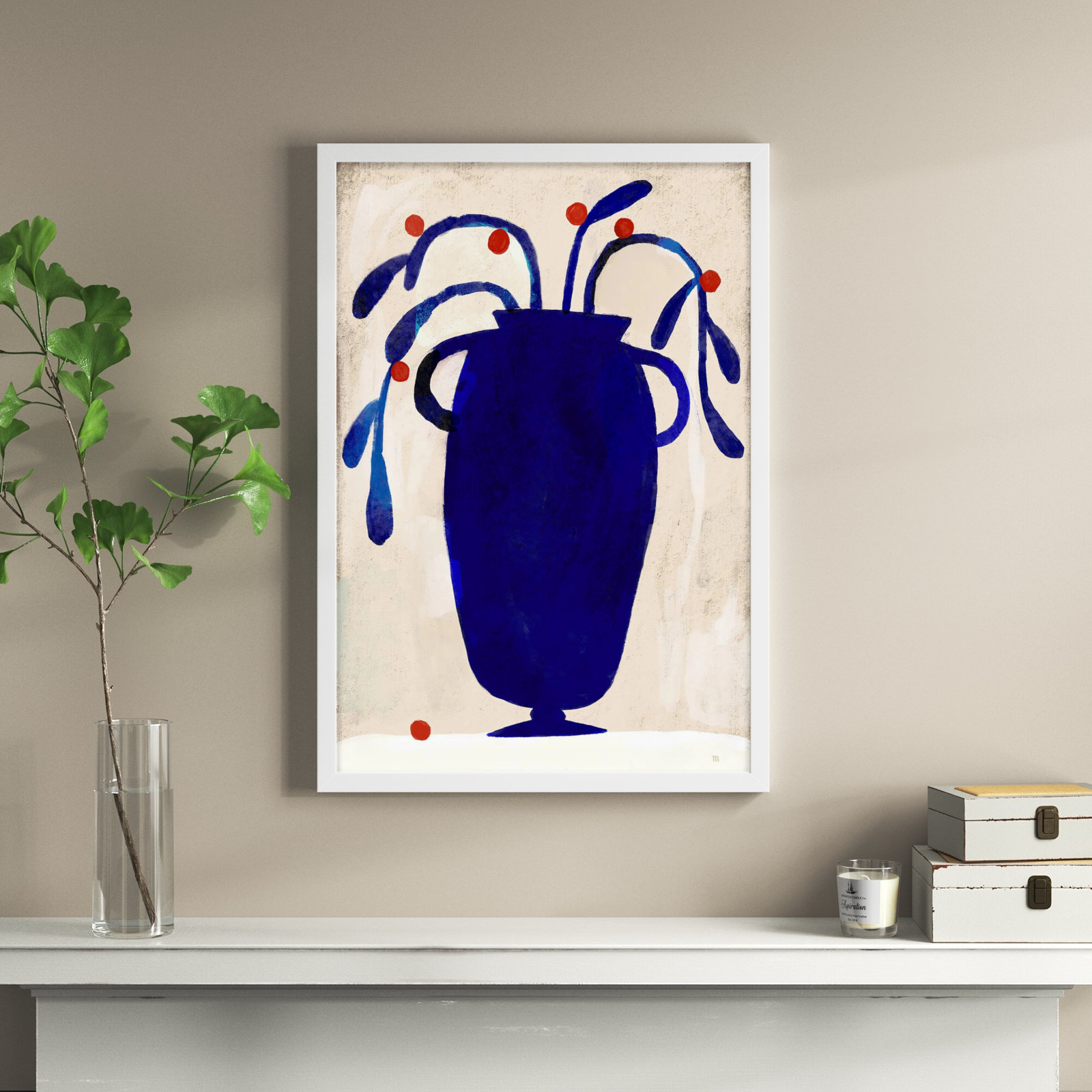 Red Berries by StudioM, White, 38" H x 26.5" W x 1.25" D