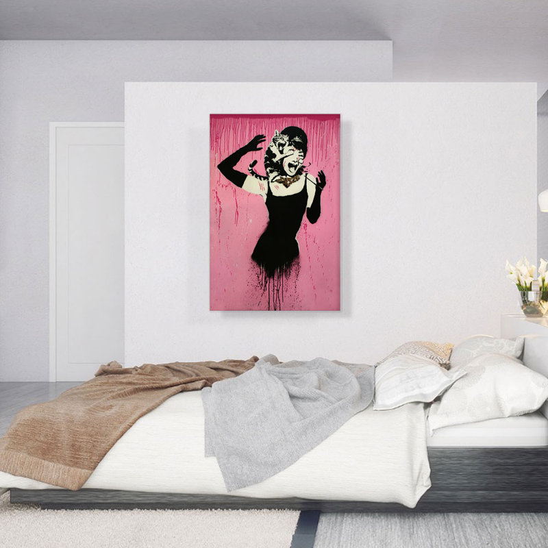 «Audrey Hepburn Attacked by Cat» par Banksy, reproduction d'art sur toile tendue, H 40 po x l 26 po x P 0,75 po