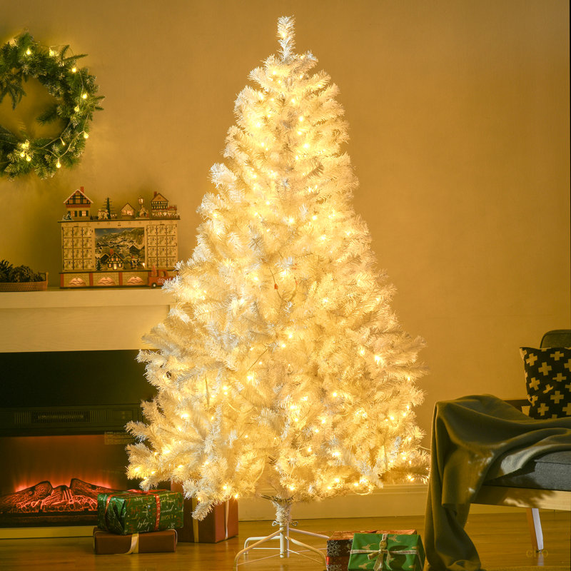 Arbre de Noël artificiel haut 6 pi avec 638 branches, 220 lumières DEL chaudes et ouverture automatique, 6'