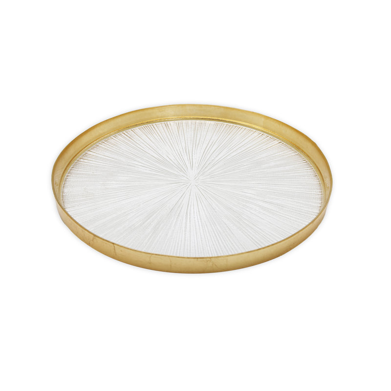 Ensemble de 4 assiettes à dîner en verre cristal avec bordure dorée