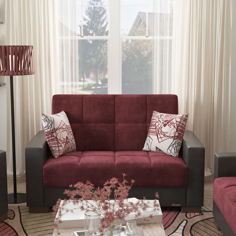Causeuse convertible avec rangement Primenest Zenaero Collection, Bourgogne