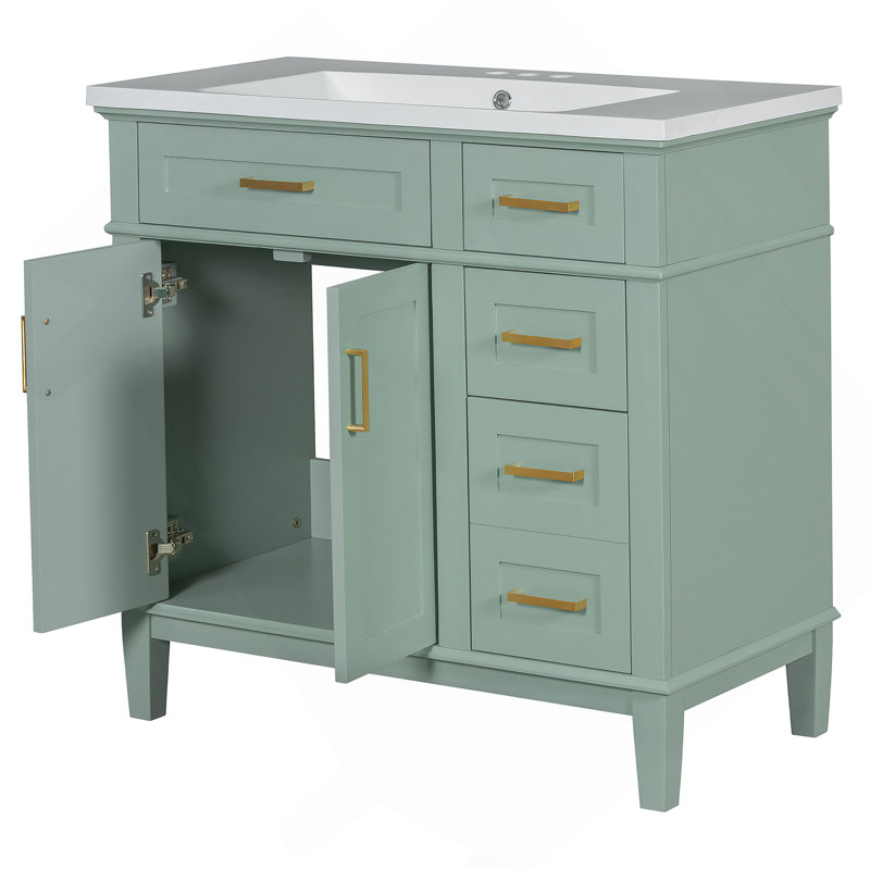 Meuble-lavabo 36 po avec lavabo en résine, Vert