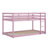 Twin Over Twin Solid Rubber Wood Floor Bunk Bed – Ladder & Strengthened Slat Upper/Bottom Platforms-716548764