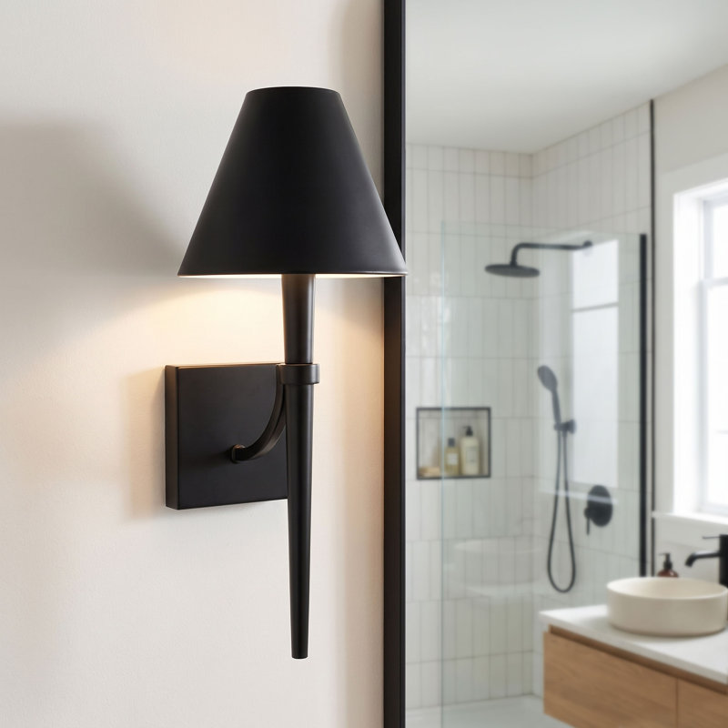 Applique murale pour bougie H 19 po x l 8 po Edmont, Noir mat