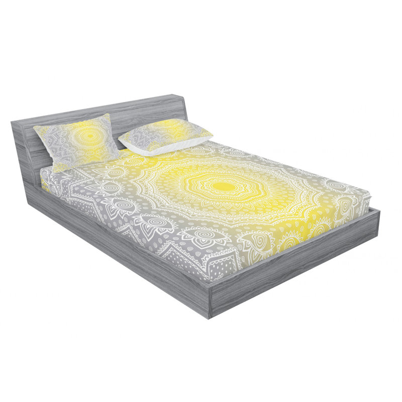 Microfiber Geometric Sheet Set, Queen, Yellow/Geometric