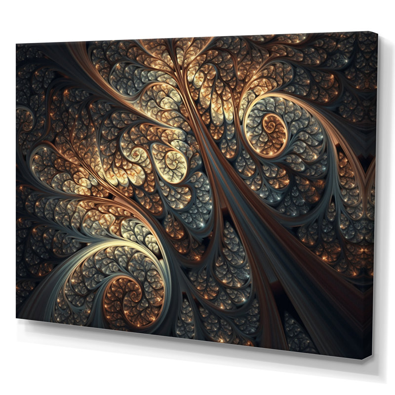Fusion fractale bleue et orange II - impression, H 24 po x l 32 po x P 1 po, Toile tendue