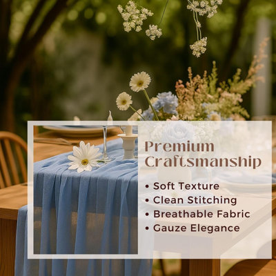 Paquet de 12 chemins de table Dusty Blue Cheesecloth
