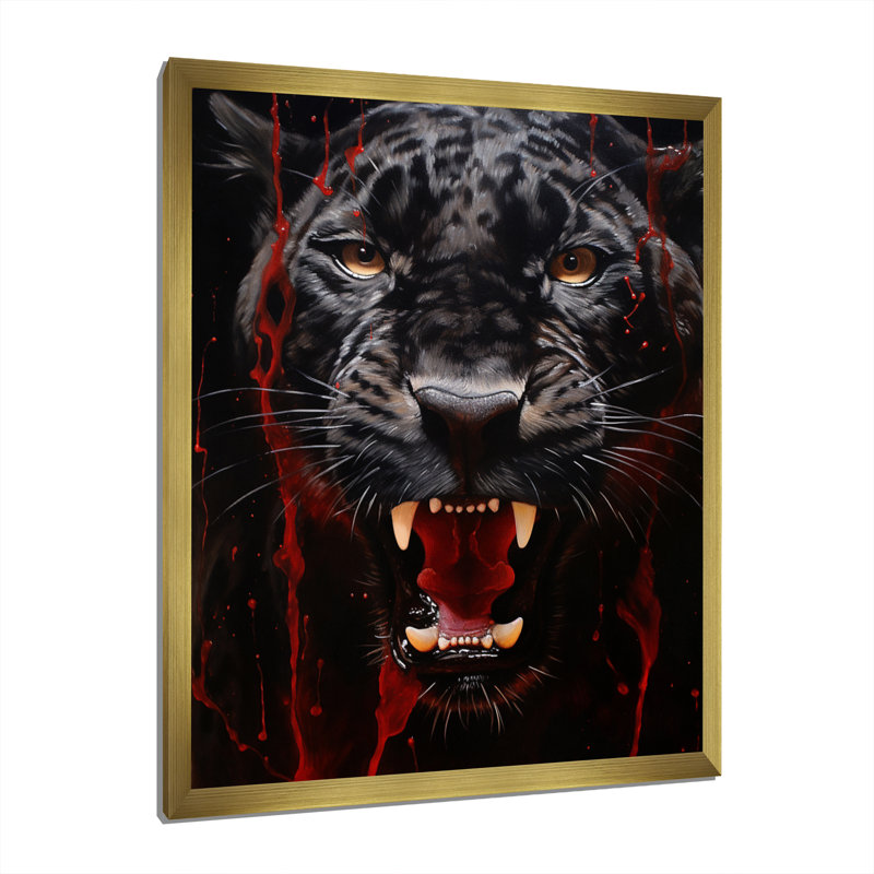 «Black Red Red Panther» sur toile imprimée, H 20 po x l 12 po x P 1 po, Encadrement doré