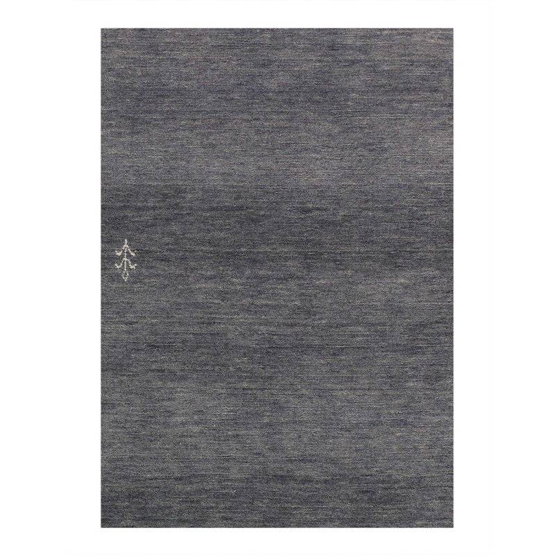 Tapis de couloir gris en coton / laine noué à la main à motif géométrique 2 pi 7 po x 8 pi