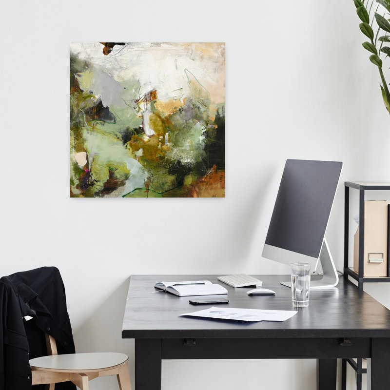 Evergreen 1, art abstrait contemporain, H 18 po x l 18 po