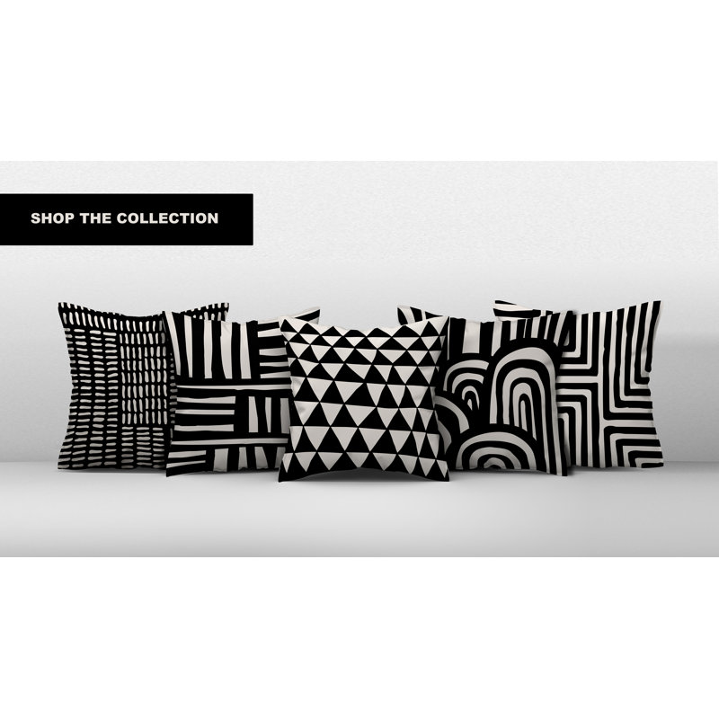 Abstract Outdoor Reversible Throw Pillow, 19H" x 19W", Black