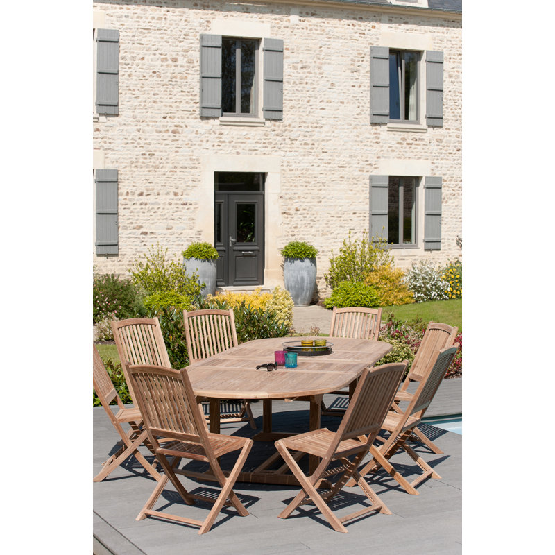 Woehler 6 - Person Teak Wood Patio Dining Set with Oval Table