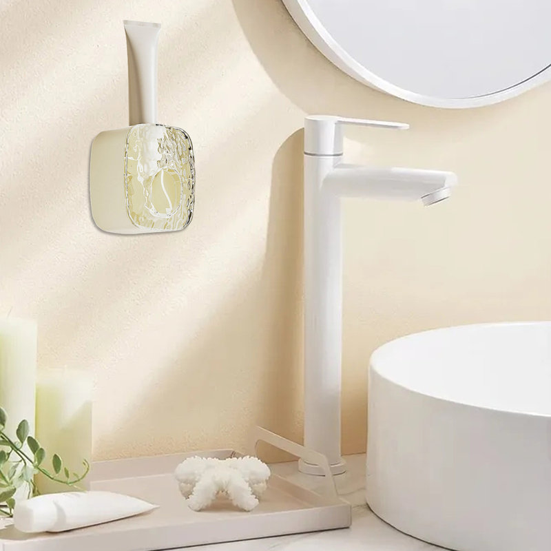 Plastics automatic toothpaste squeezer Automatic Toothpaste Dispenser Wall Mount No Drill Bathroom Organizer Plastic Toothbrush Holders With Squeezer Paste Savers