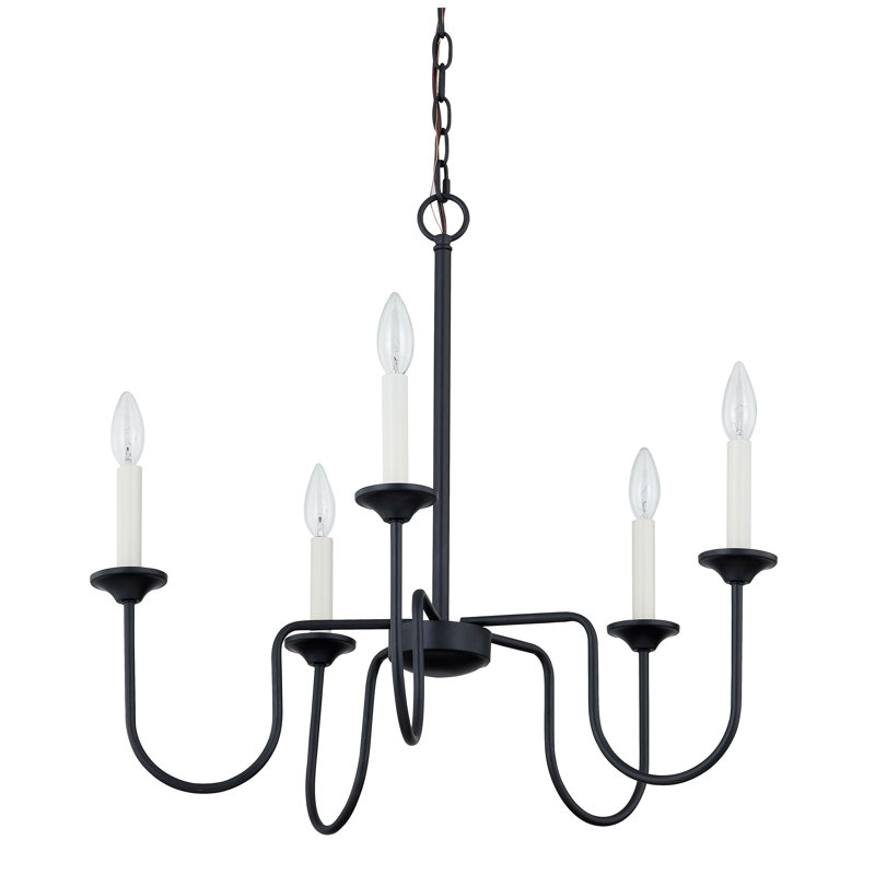 Lustre en métal 5 lumières Barker, noir