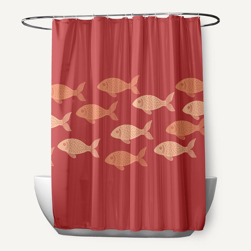 Rideau de douche simple Ludwig, Corail