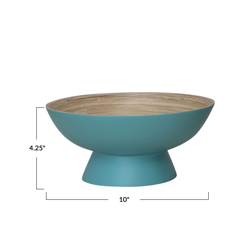 Round Bamboo Footed Bowl With Natural Finish