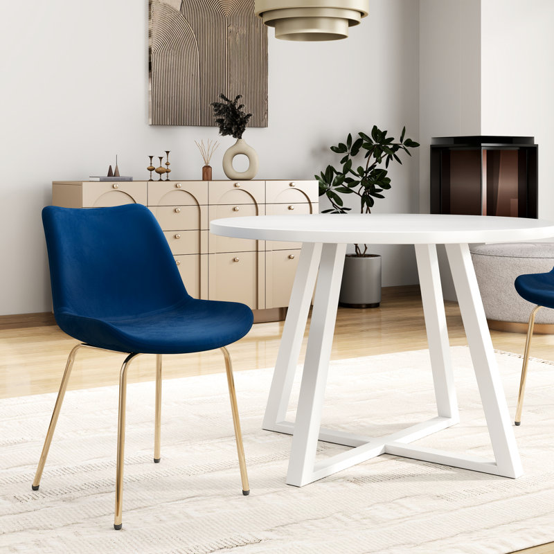 Ensemble de salle à manger 3 places - Table moderne à tréteaux et 2 coussins d'assise ronds en mousse haute densité avec chaises aux finitions élégantes