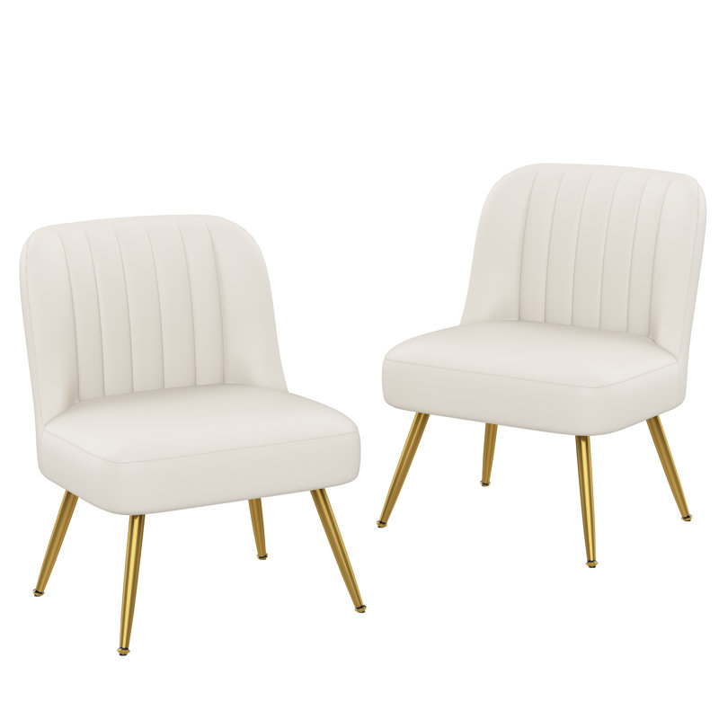 Milla Faux Leather Side Chair, Beige