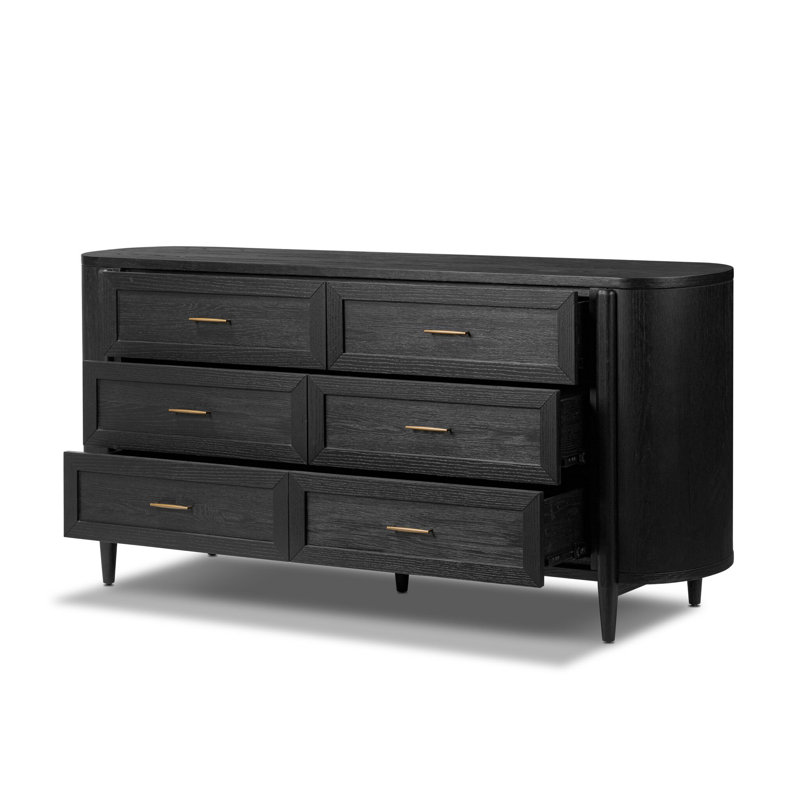 Tolle 6 Drawer Dresser-Drifted Matte Black Veneer