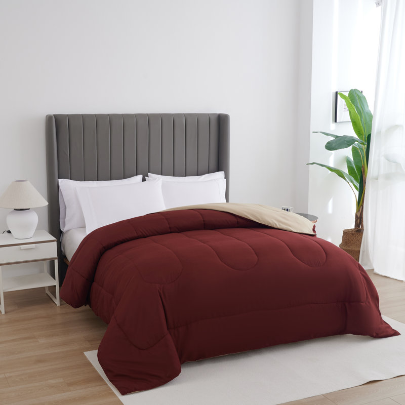 All Seasons Down Alternative Single Reversible Comforter, Wine/Tan, Full/Queen Comforter