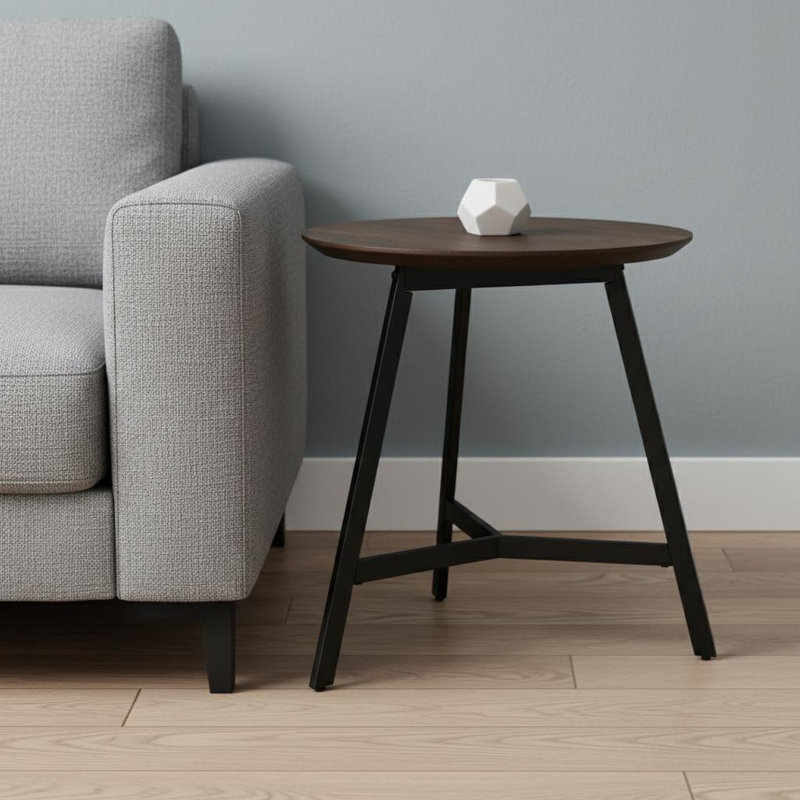 Table-plateau 23 po en bois massif noir et métal espresso