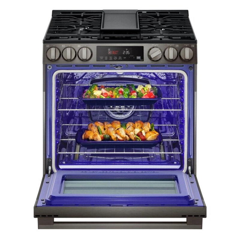 LG 6.3 cu. ft. Smart Gas Slide-In Range with Convection, Air Fry and EasyClean, Black Stainless Steel, 54100