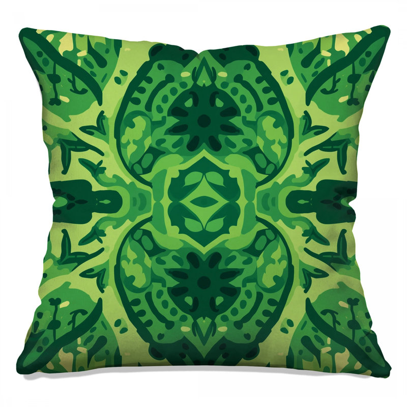 Coussins décoratifs verts à motif ornemental double face, 26 x 26 inches