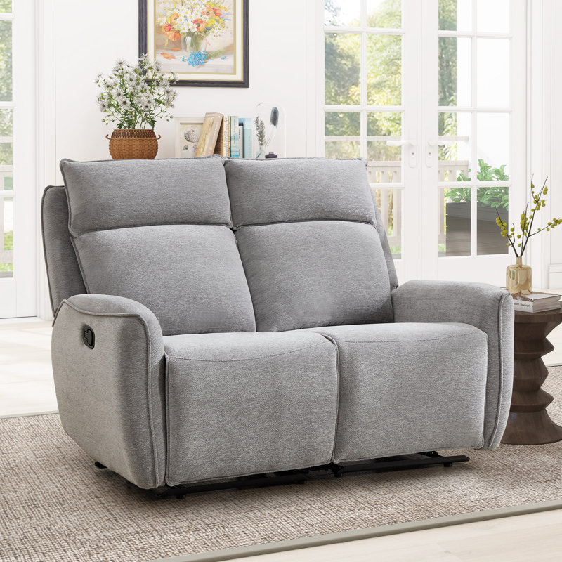 Ensemble de salon inclinable manuel 2 pièces en chenille moderne 2 pièces, Gris