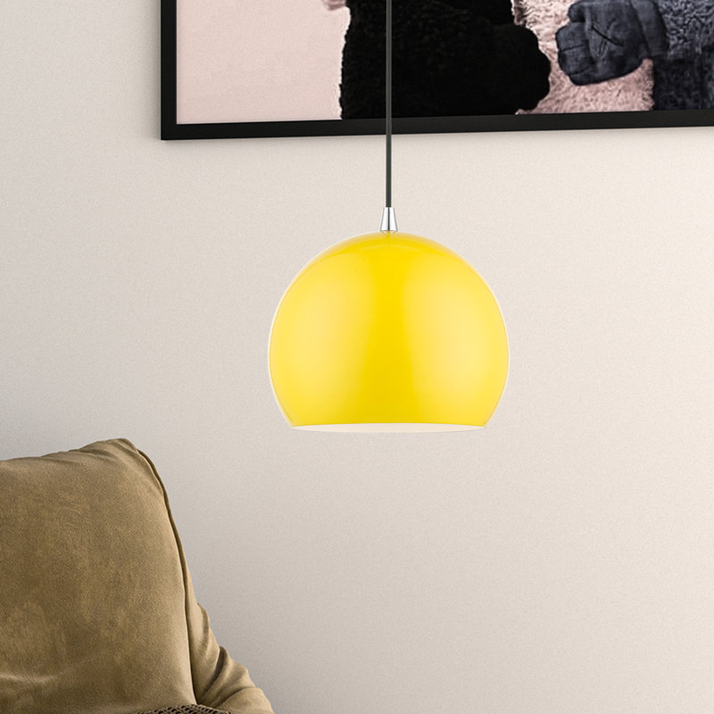Luminaire suspendu en forme de dôme à 1 lumière Schultz, Jaune brillant