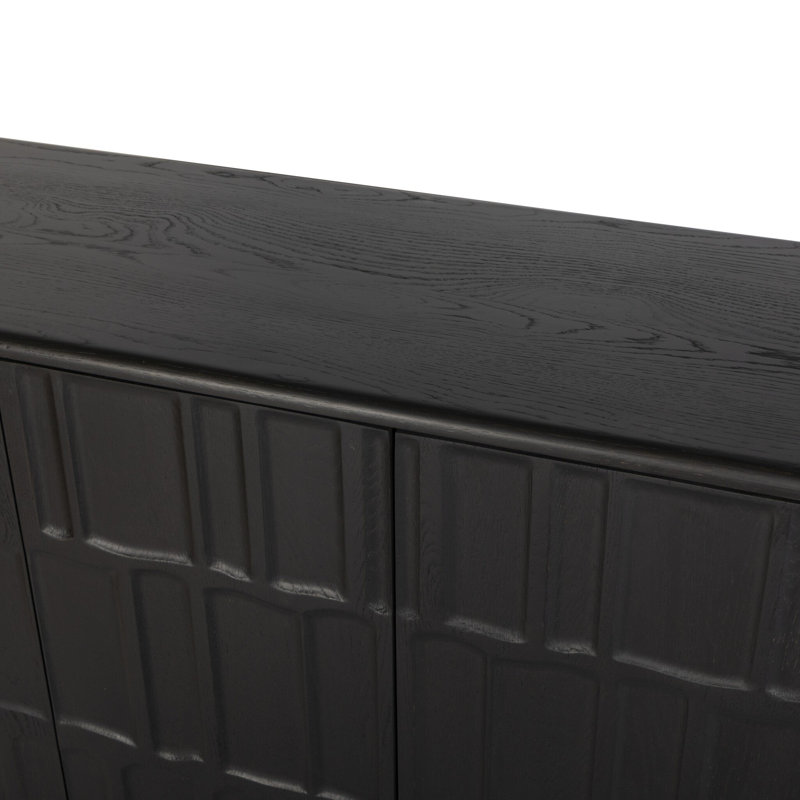 Ezri 4 Door Sideboard-Black Oak, Black Oak