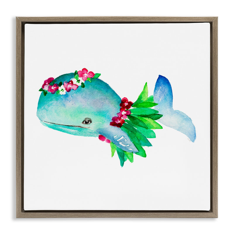 «Hula Skirt Whale» par Lanie Loreth, Cadre flottant orme Montalcino, H 25 po x l 25 po