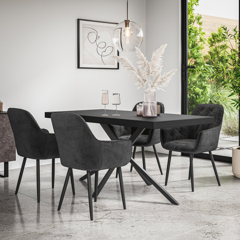 Agretha 4 - Person Dining Set, Black/Black/Black