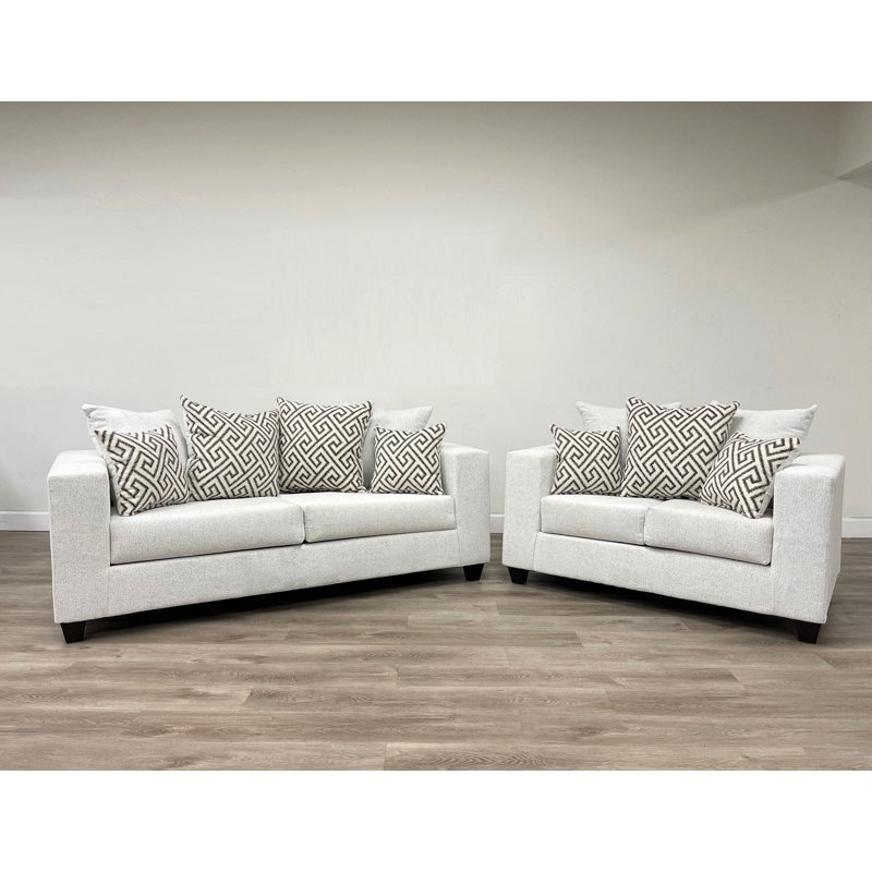 Canapé et causeuse Kynzley, 100 % polyester blanc