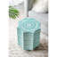 Tabouret à piédestal turquoise avec dimensions de 17 x 17 x 20 pouces, incrustations et motifs floraux, idéal pour les vestibules, pouvant servir de table d'appoint ou de table d'appoint, 80% 20% de pouces de mesure, motifs en losange, vie idéale