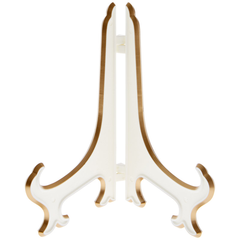 Support à assiettes Danaka, H 9 po x l 7 po x P 6 po, Blanc / doré, 3