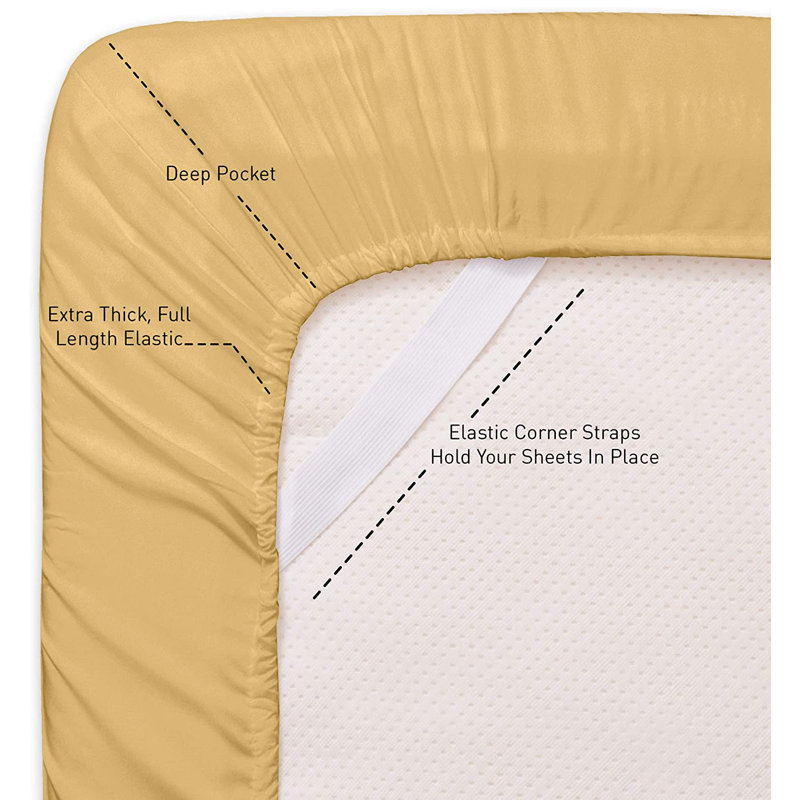 Microfiber Sheet Set, Gold, California King Sheet Set with 2 Pillowcases