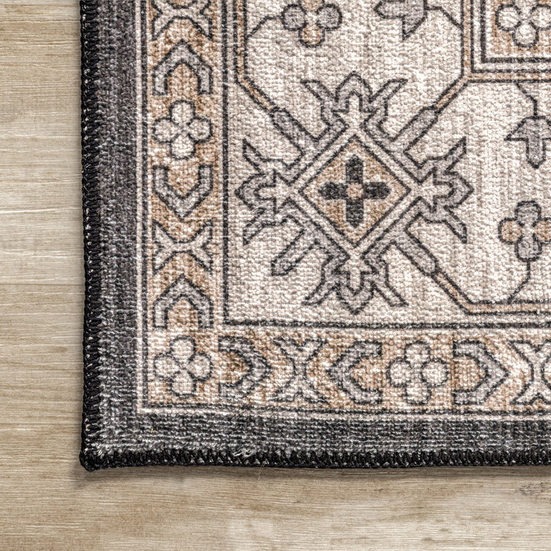 Mollie SpinClean Machine Washable Traditional Border Area Rug, Runner 2'6" x 8'