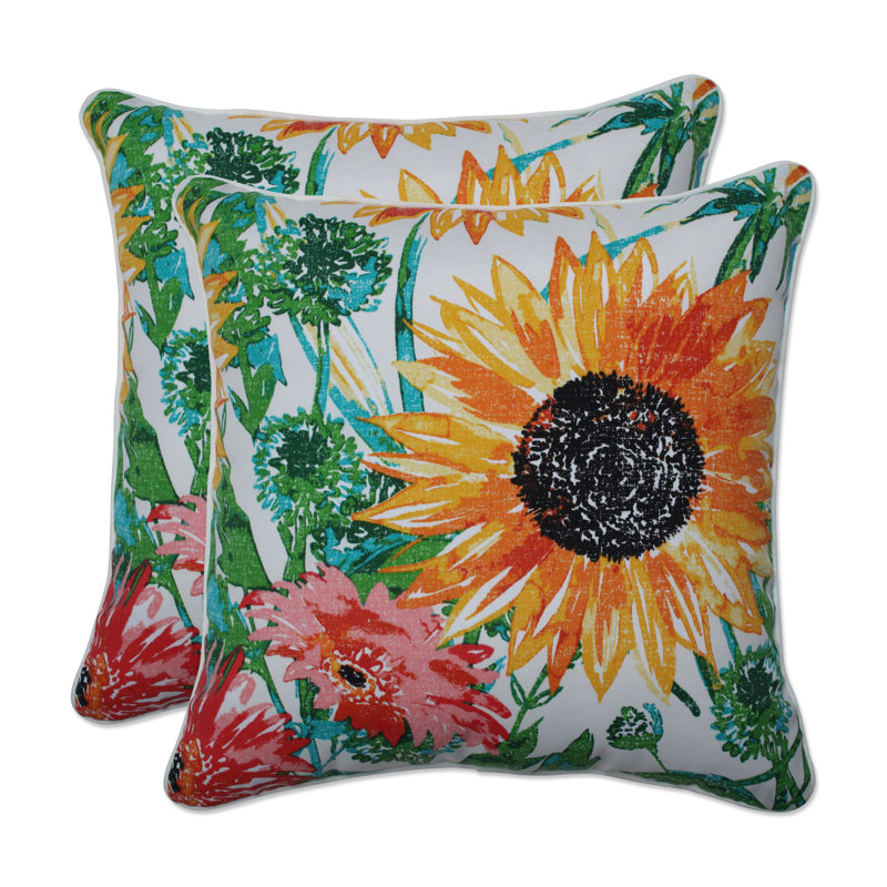 Housse de coussin d'extérieur carré Sunflowers