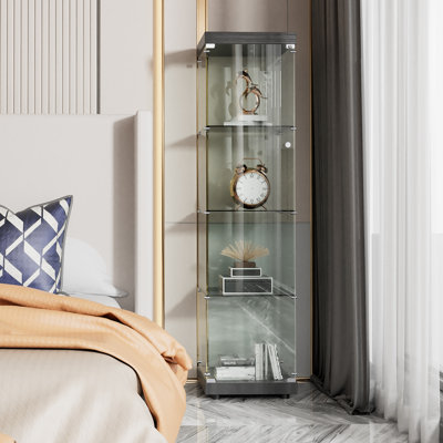 Jillion 4-Tier Glass Display Cabinet with Lockable Door