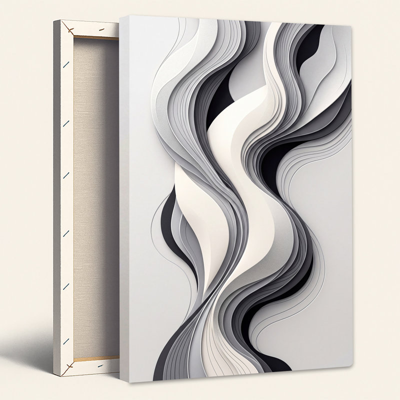 Art mural sur toile noir et blanc, H 18 po x l 12 po