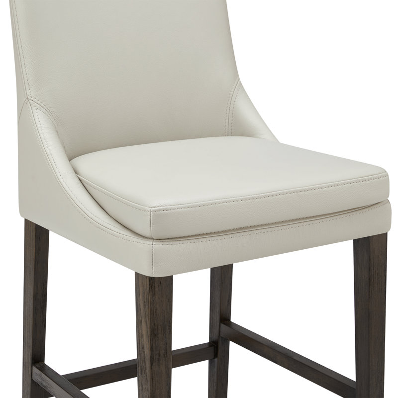 Tabouret de bar et de comptoir en cuir véritable Niara, Cuir véritable ivoire