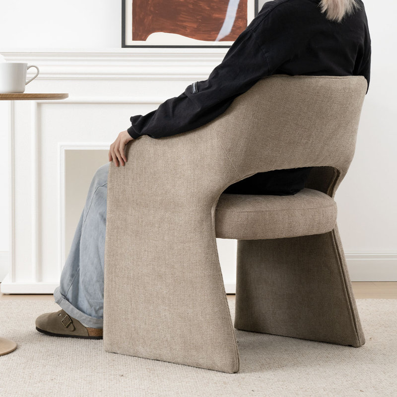 Upholstered Fabric Arm Accent Chair, Khaki