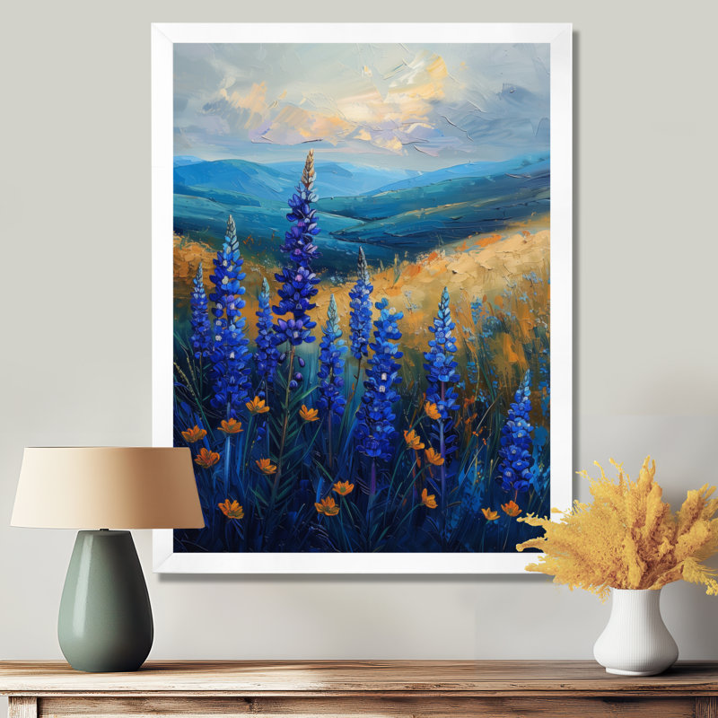 «Blue Green Meadow Charm Blue Bonnets I - Blue Bonnets», art mural, H 20 po x l 12 po x P 1 po